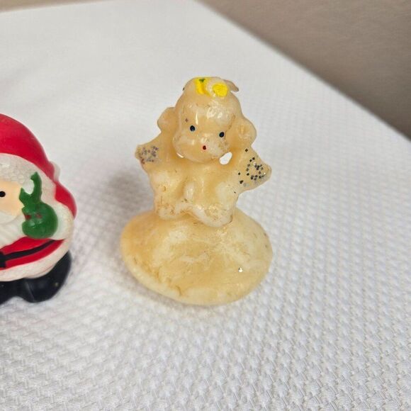 Vintage Gurly Halo Christmas Candle Lot 10 Santa Snowman Angel Tree Choir - Picture 3 of 16